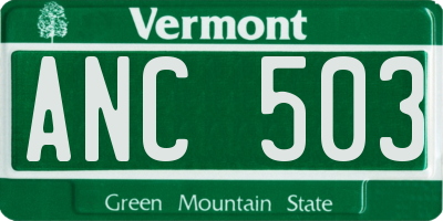VT license plate ANC503