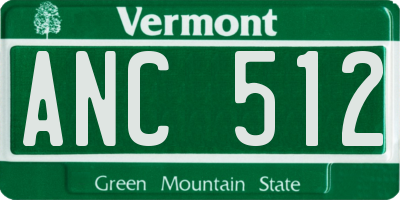 VT license plate ANC512