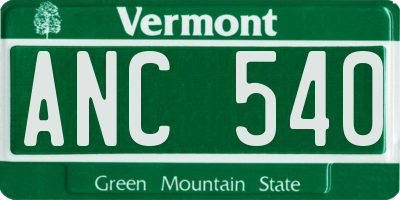 VT license plate ANC540