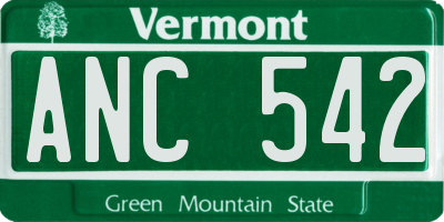 VT license plate ANC542