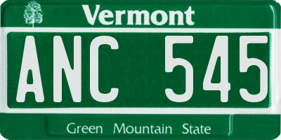 VT license plate ANC545