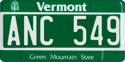 VT license plate ANC549