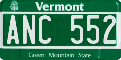 VT license plate ANC552