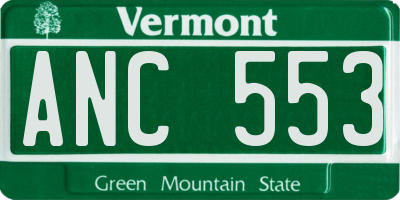 VT license plate ANC553