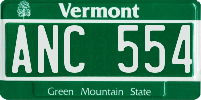 VT license plate ANC554