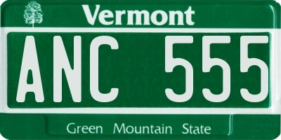 VT license plate ANC555