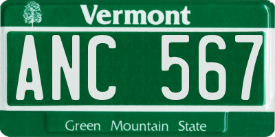 VT license plate ANC567