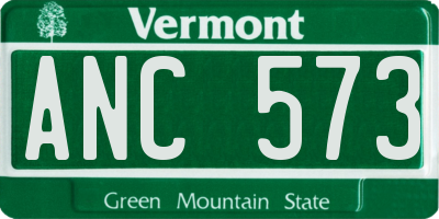 VT license plate ANC573