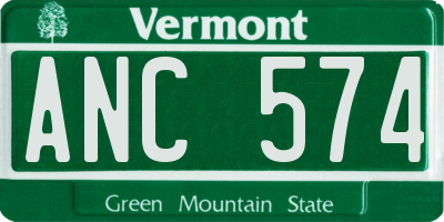 VT license plate ANC574