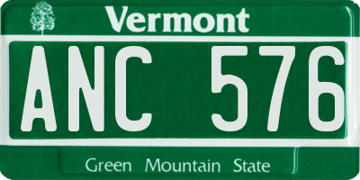 VT license plate ANC576