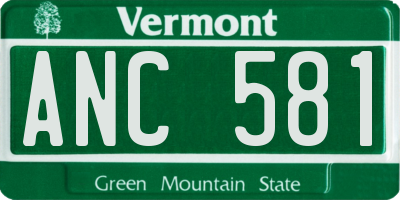 VT license plate ANC581