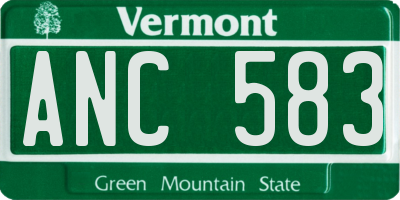VT license plate ANC583