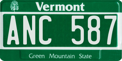 VT license plate ANC587
