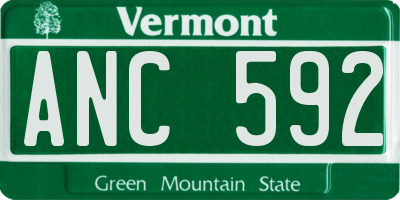 VT license plate ANC592