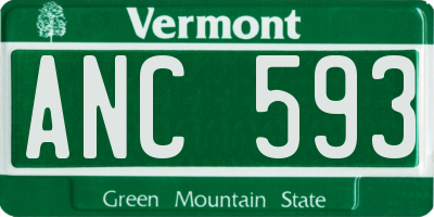 VT license plate ANC593