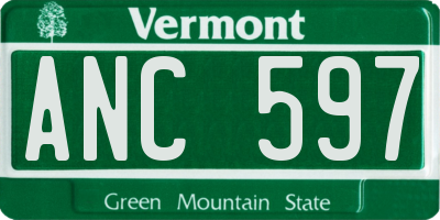VT license plate ANC597