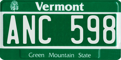 VT license plate ANC598