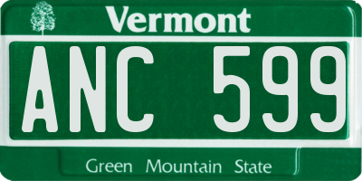 VT license plate ANC599