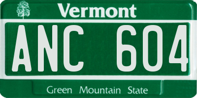 VT license plate ANC604
