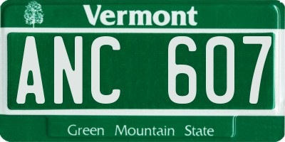VT license plate ANC607