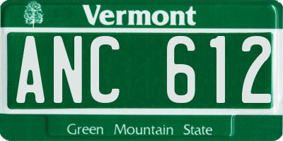 VT license plate ANC612