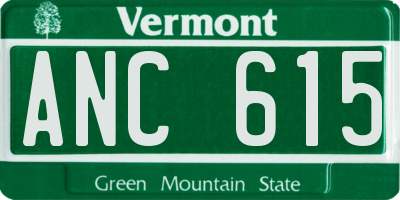 VT license plate ANC615