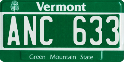 VT license plate ANC633