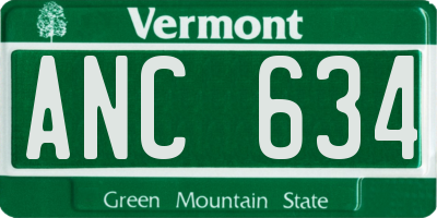 VT license plate ANC634