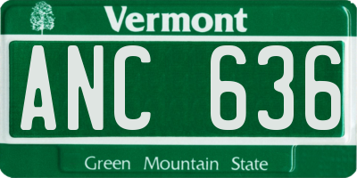 VT license plate ANC636