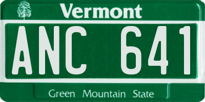 VT license plate ANC641