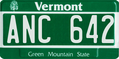 VT license plate ANC642