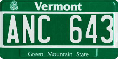 VT license plate ANC643