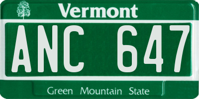 VT license plate ANC647