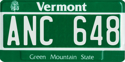 VT license plate ANC648