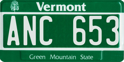 VT license plate ANC653
