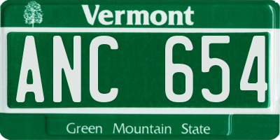 VT license plate ANC654