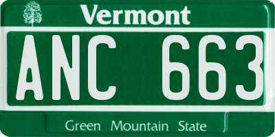 VT license plate ANC663