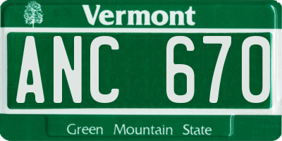 VT license plate ANC670