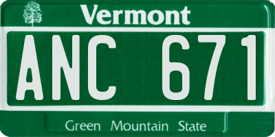 VT license plate ANC671