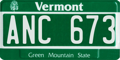 VT license plate ANC673