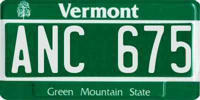 VT license plate ANC675
