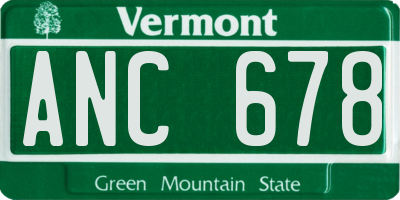 VT license plate ANC678