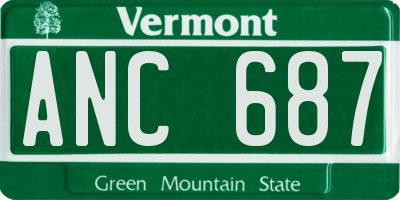 VT license plate ANC687