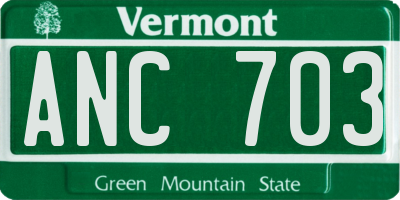 VT license plate ANC703