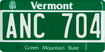 VT license plate ANC704