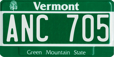 VT license plate ANC705