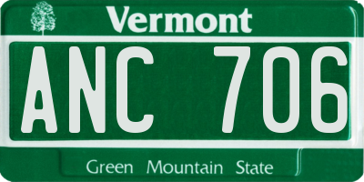 VT license plate ANC706