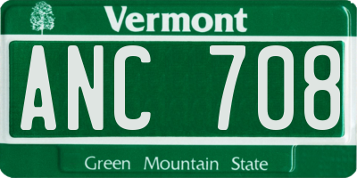 VT license plate ANC708