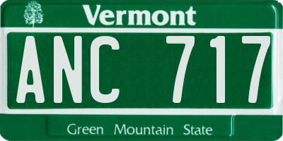 VT license plate ANC717