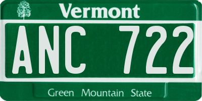 VT license plate ANC722